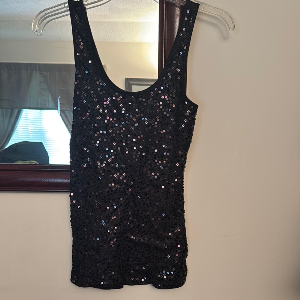 Black Sequin Tank Top